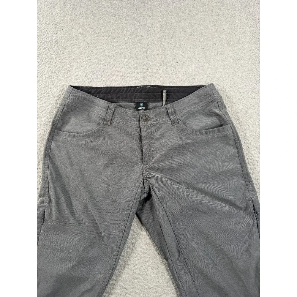 Kuhl Trekr Pants Womens 8 Gray Logo Nylon Mid Rise Straight Leg Hiking Camping
